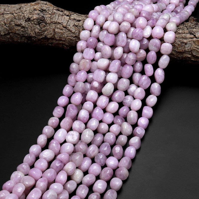 Natural Kunzite Freeform Pebble Nugget Beads Gemstone 15.5" Strand