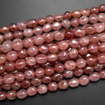 Natural Red Strawberry Quartz Freeform Pebble Nugget Beads Gemstone 15.5" Strand