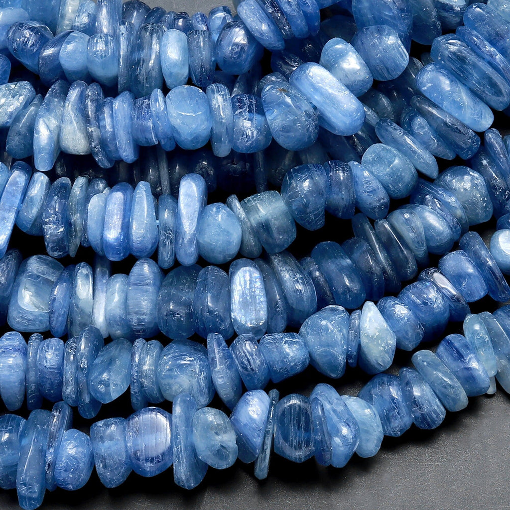 Natural Blue Kyanite Freeform Rondelle Bead 8mm 10mm 12mm 14mm 15.5" Strand