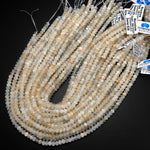 Rare Natural Rose Rainbow Moonstone Faceted Rondelle Beads 6mm 15.5" Strand