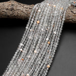 Natural Phantom Rock Quartz Beads 4mm 5mm 15.5" Strand