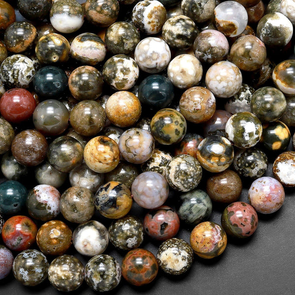 Natural Ocean Jasper Round Beads 6mm 8mm 10mm 15.5" Strand