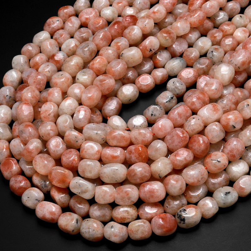 Natural Sunstone Freeform Pebble Nugget Beads Gemstone 15.5" Strand