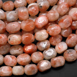 Natural Sunstone Freeform Pebble Nugget Beads Gemstone 15.5" Strand