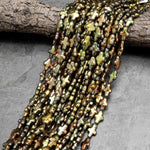 Golden Green Cross Pearl Genuine Real Freshwater Pearl Beads 15.5" Strand