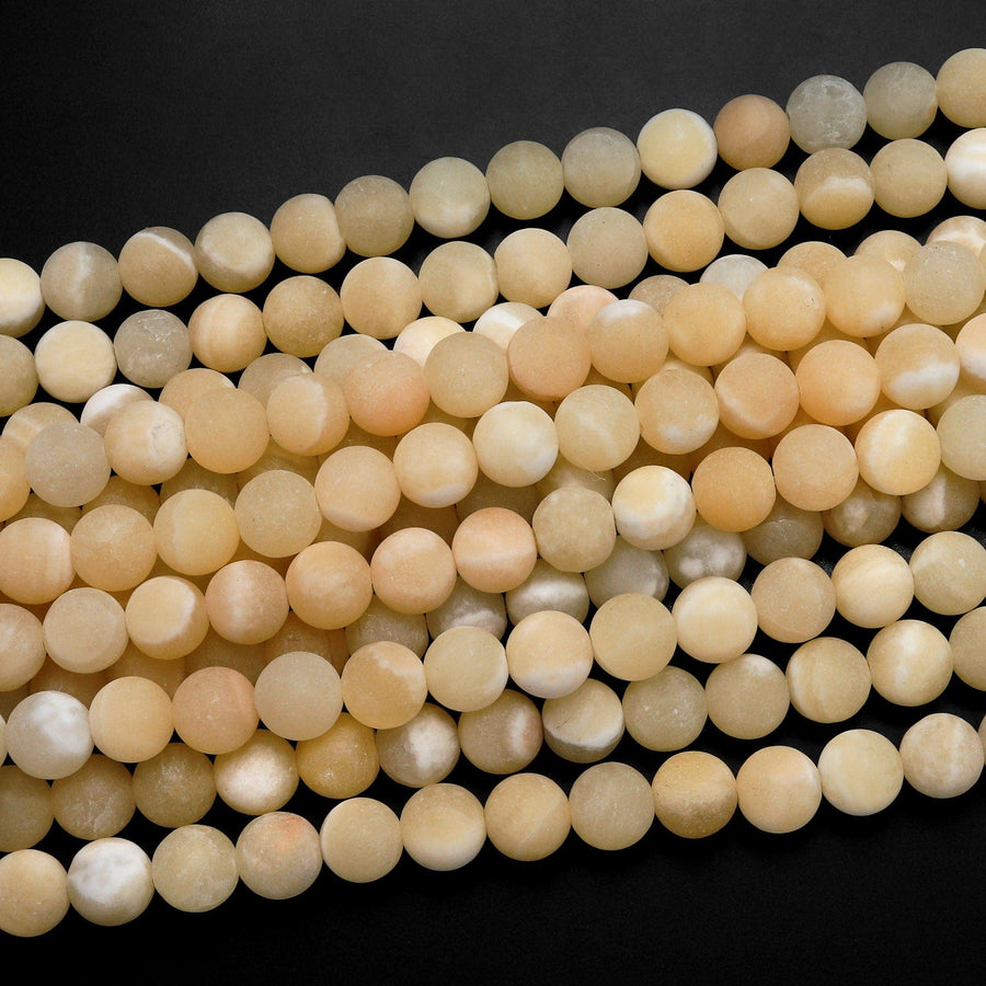 Matte Natural Yellow Honey Calcite Round Beads 4mm 6mm 8mm 15.5" Strand