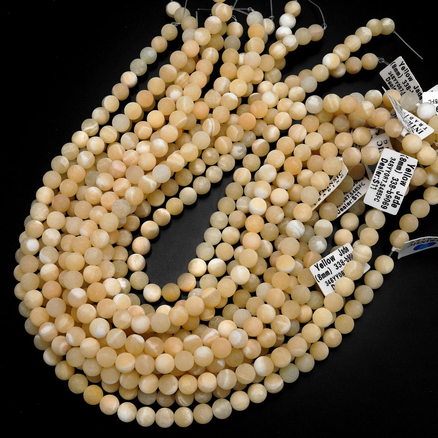 Matte Natural Yellow Honey Calcite Round Beads 4mm 6mm 8mm 15.5" Strand