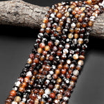 Faceted Brown Orca Agate Aka Fire Agate 6mm 8mm 10mm Round Beads 15" Strand