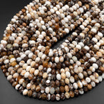 Faceted Natural Petrified Wooden Opal Rondelle Beads 6mm 8mm Earthy Beige Brown Yellow Gray Natural Stone 15.5" Strand