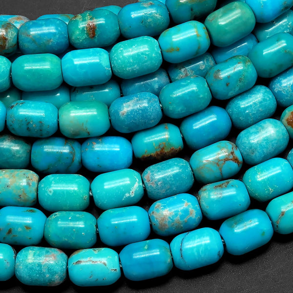 Genuine 100% Natural Blue Turquoise Beads 5x7mm Cylinder Rounded Tube Drum Barrel 15.5" Strand
