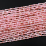 AAA Natural Peruvian Pink Opal 2mm Faceted Cube Square Dice Beads 15.5" Strand