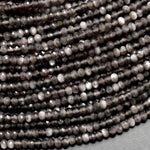 AAA Natural Silver Obsidian Faceted Rondelle Beads 3mm 15.5" Strand