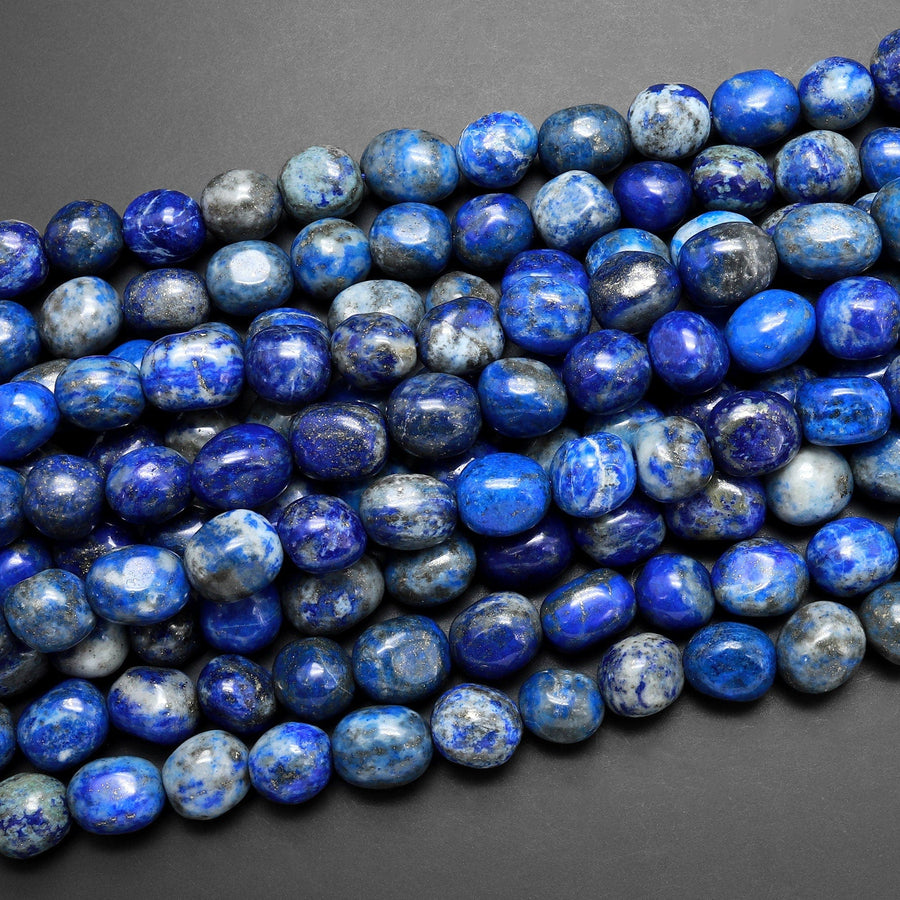 Natural Blue Lapis Freeform Pebble Nugget Beads Gemstone 15.5" Strand