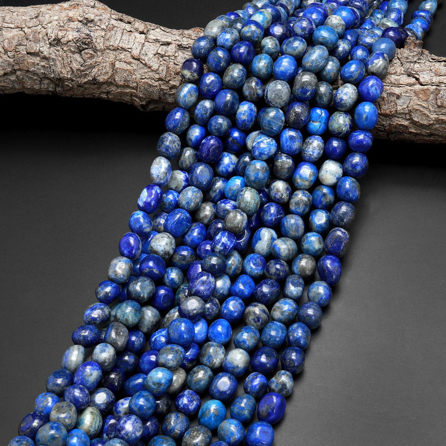 Natural Blue Lapis Freeform Pebble Nugget Beads Gemstone 15.5" Strand