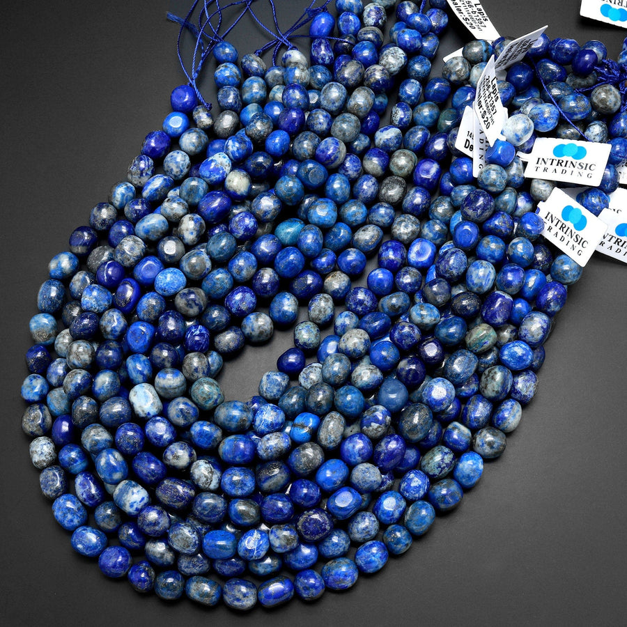 Natural Blue Lapis Freeform Pebble Nugget Beads Gemstone 15.5" Strand