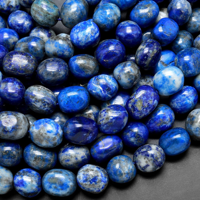 Natural Blue Lapis Freeform Pebble Nugget Beads Gemstone 15.5" Strand
