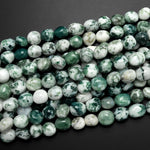 Natural Green Tree Agate Freeform Pebble Nugget Beads Gemstone 15.5" Strand