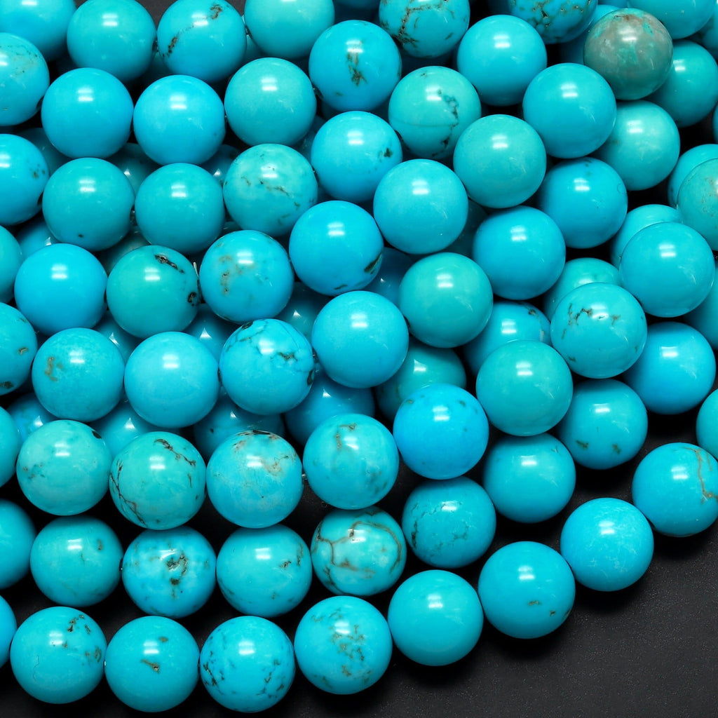 Blue Turquoise Jasper 6mm 8mm 10mm Round Beads Aka Dyed Sleeping Beauty 15.5" Strand