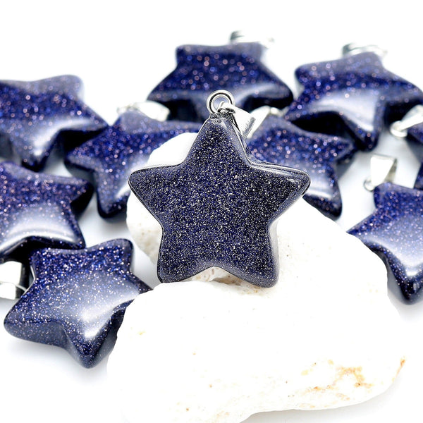 Blue Goldstone Pendant Gemstone Star