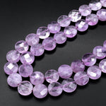 AAA Faceted 8mm Light Violet Purple Amethyst Coin Beads Flat Disc Dazzling Facets Natural Gemstone 15.5" Strand