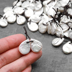 White Teardrop Pearl Earrings Genuine Natural Freshwater Pearl Matched Gemstone Pair