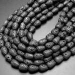 Natural Lava Teardrop Beads 8x12mm Vertically Drilled High Quality A Grade Earthy Organic Lava Rock Stone  15.5" Strand