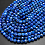Natural Denim Blue Lapis 8mm Round Beads With Pyrite Matrix 15.5" Strand