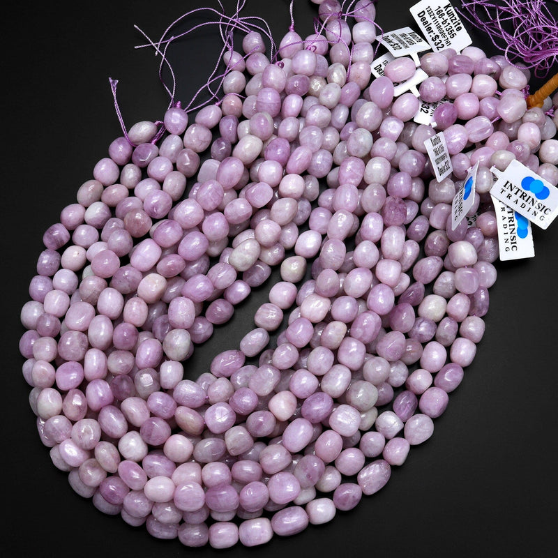 Natural Kunzite Freeform Pebble Nugget Beads Gemstone 15.5" Strand