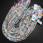 AAA Translucent Faceted Pink Morganite Blue Green Aquamarine 8mm Round Beads Double Hearted Gemstone 15.5" Strand