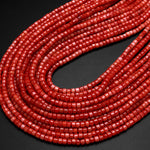 AAA Genuine Red Bamboo Coral Smooth Heishi Rondelle Beads 3mm 15.5" Strand