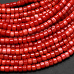 AAA Genuine Red Bamboo Coral Smooth Heishi Rondelle Beads 3mm 15.5" Strand