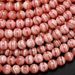 AAA Natural Pink Rhodochrosite Beads 4mm 5mm 6mm Pink Red Gemstone Amazing Bands Veins 15.5" Strand