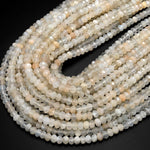 Rare Natural Rose Rainbow Moonstone Faceted Rondelle Beads 6mm 15.5" Strand
