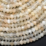 Rare Natural Rose Rainbow Moonstone Faceted Rondelle Beads 6mm 15.5" Strand