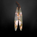 Natural Cherry Blossom Agate Earring Pair Drilled Matched Long Marquise Pair Aka Flower Agate