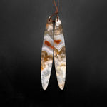 Natural Cherry Blossom Agate Earring Pair Drilled Matched Long Marquise Pair Aka Flower Agate