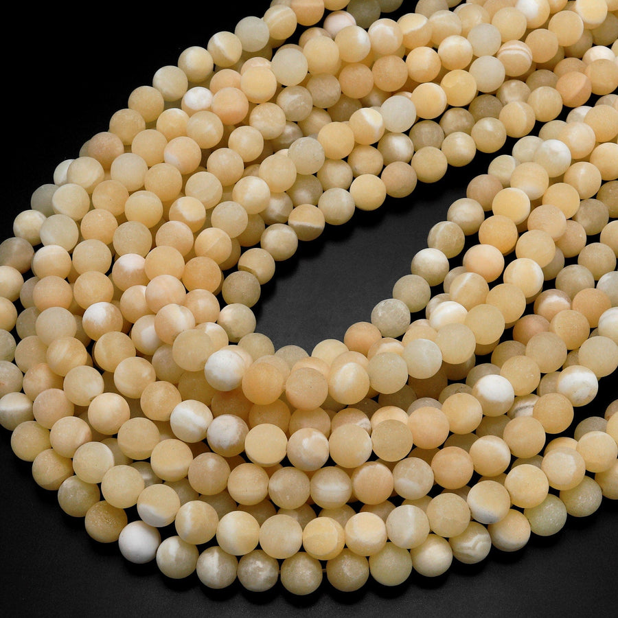 Matte Natural Yellow Honey Calcite Round Beads 4mm 6mm 8mm 15.5" Strand