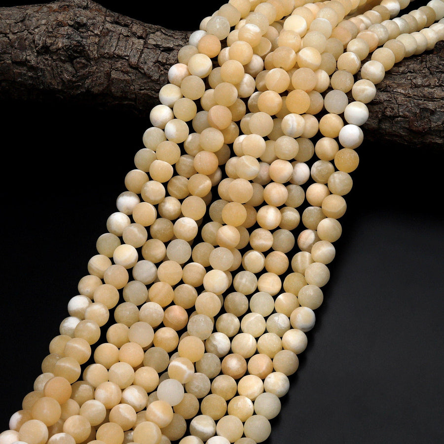 Matte Natural Yellow Honey Calcite Round Beads 4mm 6mm 8mm 15.5" Strand