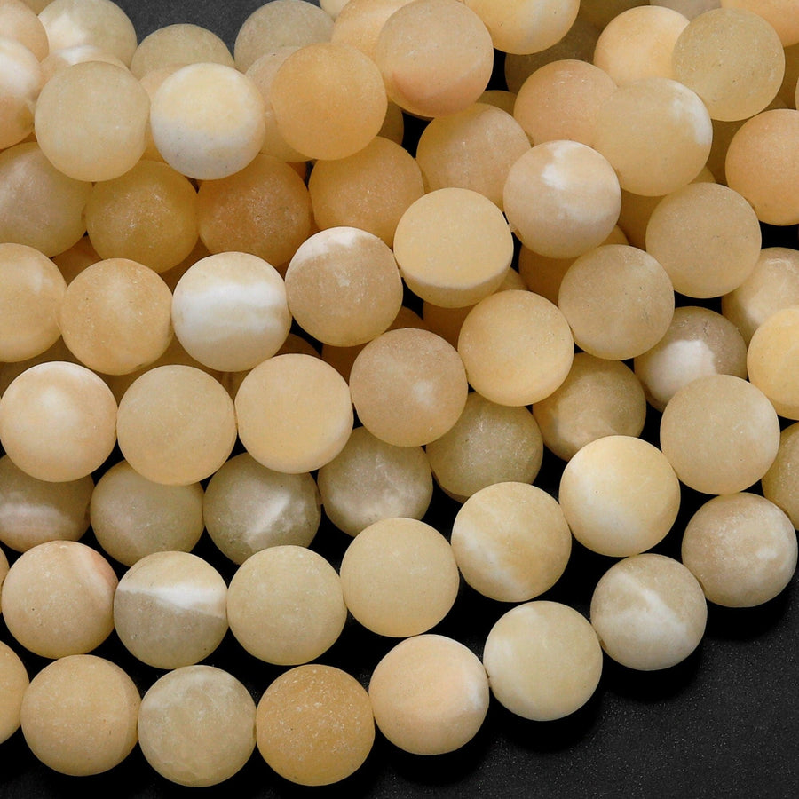 Matte Natural Yellow Honey Calcite Round Beads 4mm 6mm 8mm 15.5" Strand