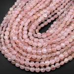 Icy Translucent Faceted Madagascar Pink Rose Quartz 8mm 10mm Coin Beads Flat Disc Dazzling Facets Natural Gemstone 15.5" Strand