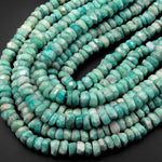 Large Faceted Natural Russian Amazonite Beads Chiseled Freeform 12mm Rondelle Gemstone 15.5" Strand