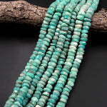 Large Faceted Natural Russian Amazonite Beads Chiseled Freeform 12mm Rondelle Gemstone 15.5" Strand