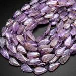 Natural Phantom Amethyst Cacoxenite Teardrop Gemstone Beads 15.5" Strand