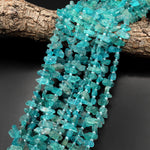 AAA Raw Rough Apatite Freeform Beads Top Side Drilled Teal Green Blue Gemstone Hand Hammered 15.5" Strand