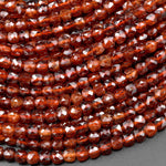 AAA Natural Orange Hessonite Garnet Faceted 4mm Cube Beads 15.5" Strand