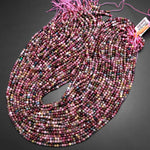 Natural Multicolor Pink Green Blue Cognac Tourmaline 3mm Smooth Round Beads 15.5" Strand