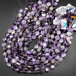 Faceted Natural Purple Chevron Amethyst Coin Beads 12mm Flat Disc Dazzling Facets Natural Gemstone 15.5" Strand