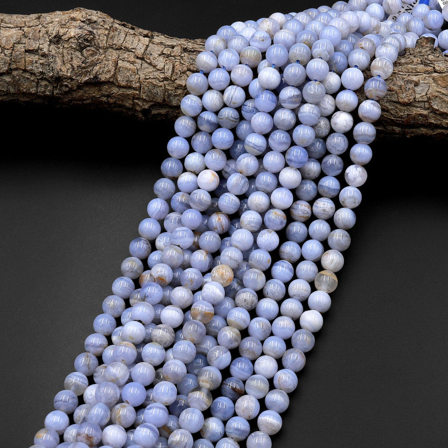 Natural Blue Lace Agate Beads 6mm 8mm 10mm Round Beads 15.5" Strand