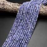 Faceted Natural Tanzanite Round Beads 4mm Micro Laser Cut Real Genuine Gemstone 15.5" Strand