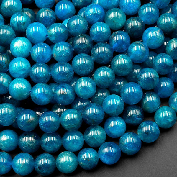 AAA Natural Teal Blue Apatite 4mm 6mm 8mm 10mm Round Beads 15.5" Strand